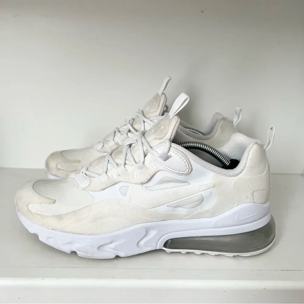 Nike Air Max 270 React Running Shoes Ivory BQ0103-100 Lace Up Size 7Y